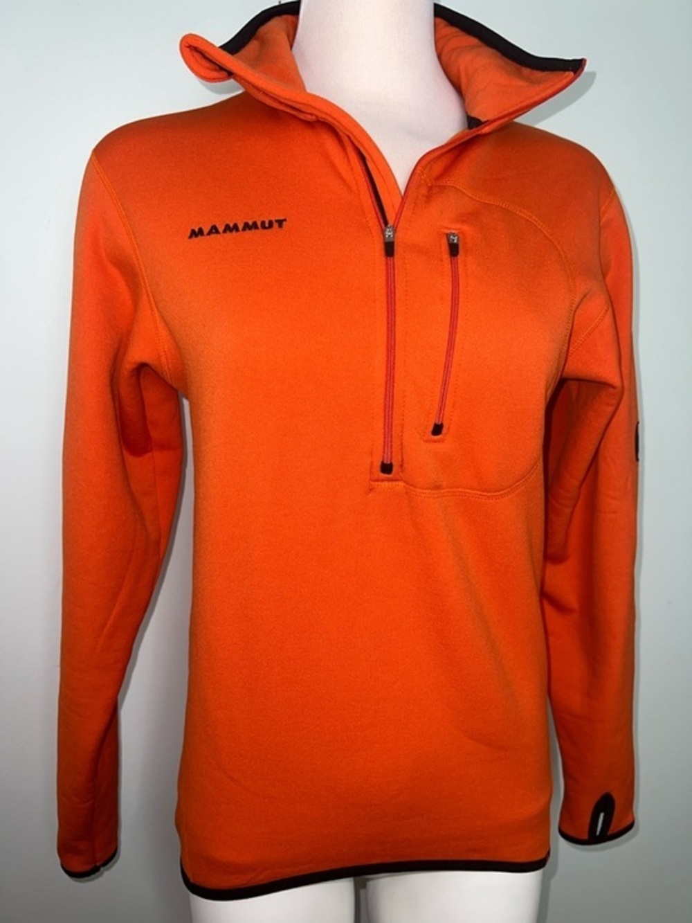Mammut Orange Half-Zip Fleece Pullover Jacket Thumbholes Hiking Ski Women’s M